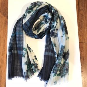J. Jill Tartan and Floral Wool Scarf